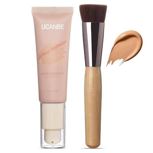 UCANBE Matte Liquid Foundation with Brush, Skincare Serum fl. oz.
