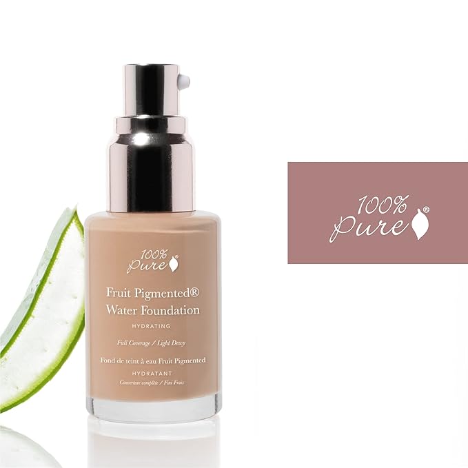 100% PURE Water Foundation Full Coverage Hydrating Makeup, Fl Oz