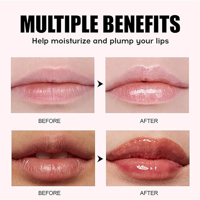 Hydrating Lip Oil, Big Brush Head Lip Glaze Shiny Transparent Lip Glow Oil, Nourishing & Non-sticky Long Lasting Fresh Clear Smooth Lip Care Plumping Lip Oil (Set A)