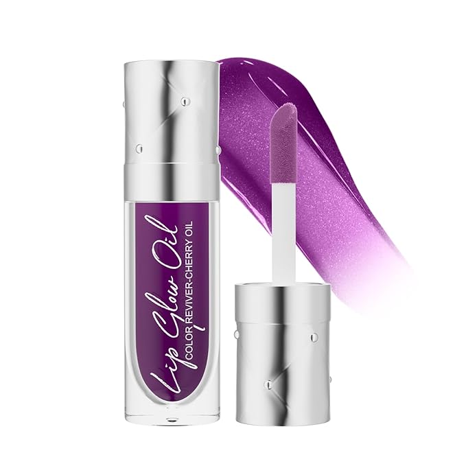 Hydrating Lip Glow Oil Long-Lasting Nourishing Lip Gloss Moisturizing Non-Sticky Plumping Lip Stain Tinted Cherry Oil Lip Care (Lilac)