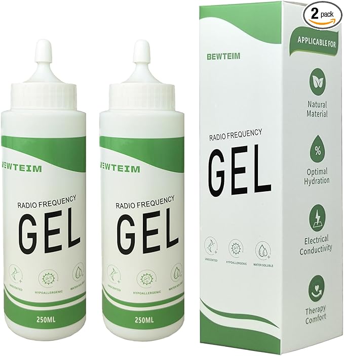 Hydrating Radio Frequency Gel, Facial Conductive Gel for Microcurent for Body Contouring & Skin Tightening Pack of 2