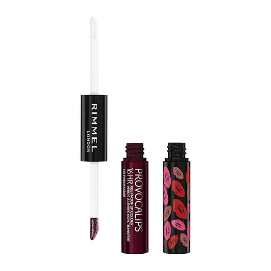 Rimmel London Provocalips 16hr Kiss-Proof Lip Color - Two-Step Liquid Lipstick to Lock in Color and Shine - 570 Firecracker, .14 fl.oz.