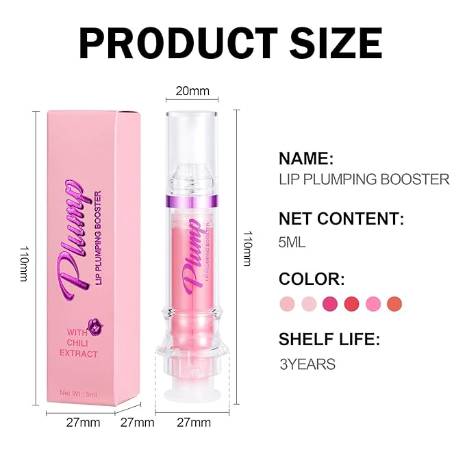 6 Colors Lip Plumper, Hydrating & Smooth Lip Wrinkles, Enhancing Plump Effect for Fuller Lips High Shine Lip Glaze Long Lasting Nourishing Lip Plumper for Women Girls (# 05)