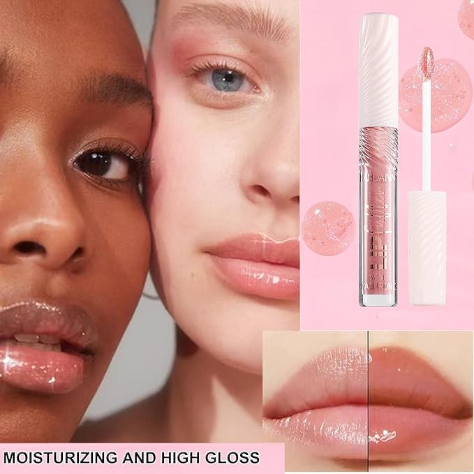 pink Honey Lip GlossTinted Glitter Lipgloss Lip Oil Teens Moisturizing Lipstick Lip Balm High Shine And Vegan Plumping Lip Gloss For Women Girls Long-Lasting Dry Lip Care Lip Plumper Gloss 02