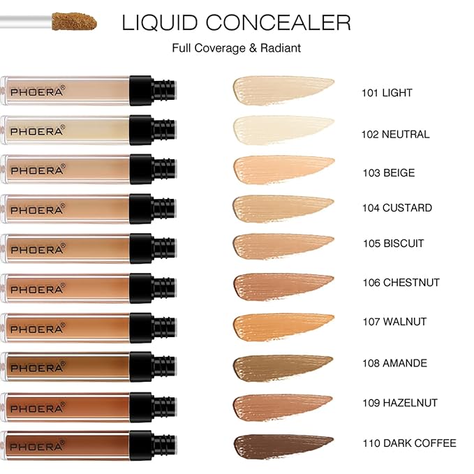 PHOERA Foundation Full Coverage,PHOERA Concealer Lightweight Full Coverage,PHOERA Complexion(102 Nude+102#NEUTRAL)