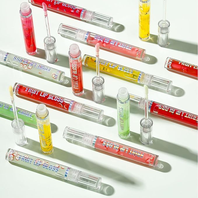 6 Pcs Fruity Lip Oil, Hydrating Moisturizing Shiny Lip Glaze, No Sticky Hydrating Lip Gloss Tinted Lip Balm, Lightening Lip Lines, Anti-Dry Cracking Lip Gloss Strawberry Kiwi Cosmetics Lip Care