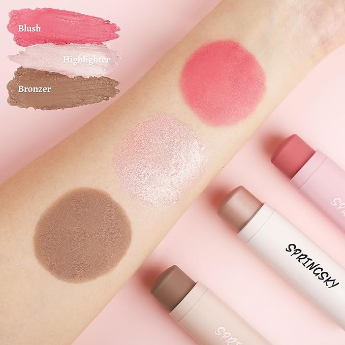 Face Stick Trio 3Pcs Multi Makeup Blush Highlighter