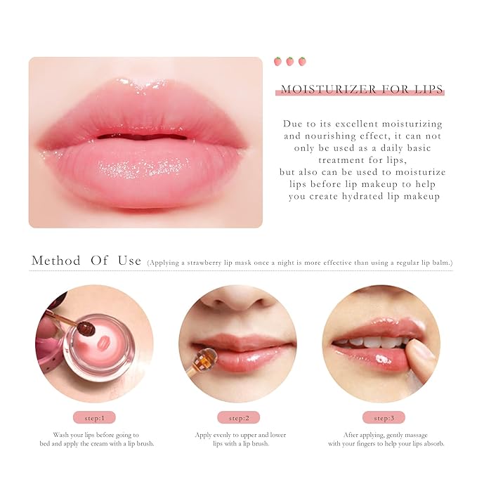 2PCs Strawberry Lip Sleeping Mask,Bee Lip