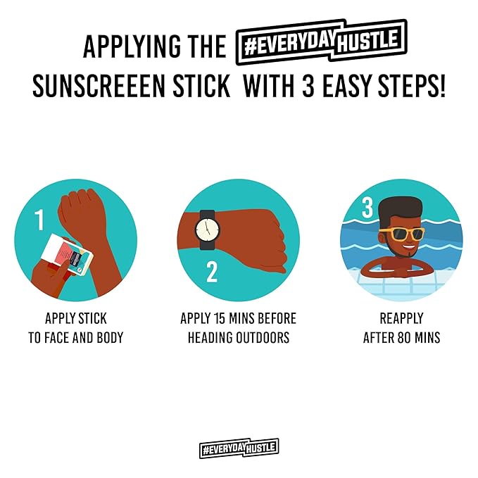 #EverydayHustle Sunscreen Stick For Men, Broad Spectrum SPF 50 Protection for Face and Body, No-Mess Application, 75g