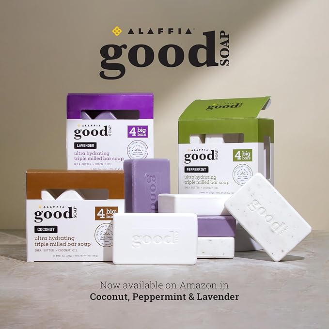 Alaffia Peppermint Good Soap Value Pack 4 Count, 20 OZ