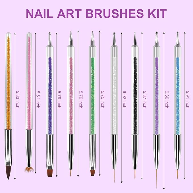 Artdone 9PCS Nail Art Brushes