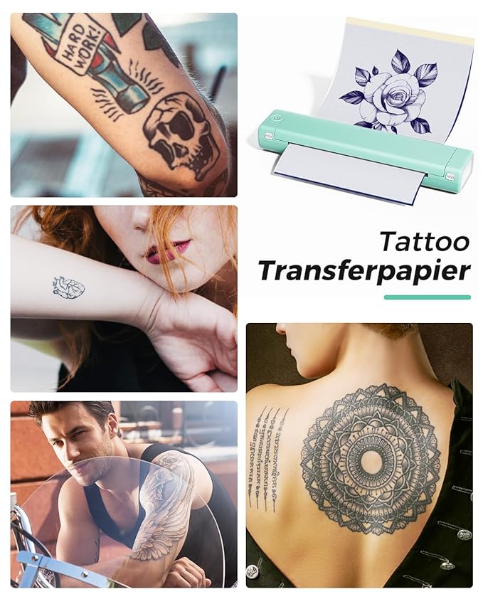 Phomemo M08F Wireless Tattoo Transfer Stencil Printer, Tattoo Transfer Thermal Copier Machine with 10pcs Free Stencil Paper, Portable Printer Kit for Tattooing, Compatible with Smartphone & PC