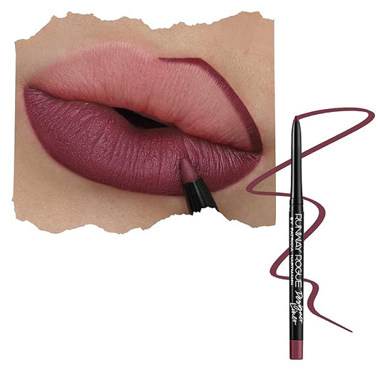 Runway Rogue Designer Liner Lip Pencil, Matte Muted Plum Lip Liner Pencil and Lip Liner Sharpener, ‘Start the Show’