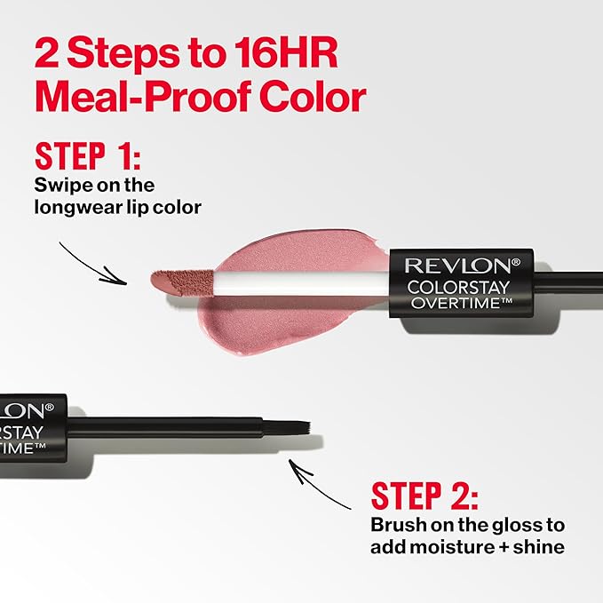 Revlon Liquid Lipstick with Clear Lip Gloss, ColorStay Overtime Lipcolor, Dual Ended with Vitamin E, 260 Perennial Plum, 0.07 Fl Oz