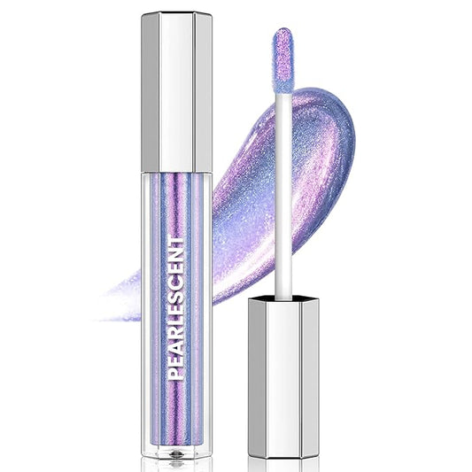 Purple Glitter Lip Gloss Liquid Lipstick, Diamond Shimmer Metallic Sparkly Iridescent Chameleon Lilac Lip Gloss Gift for Women, Long Lasting Waterproof Highly Pigment Holographic Lip Makeup03