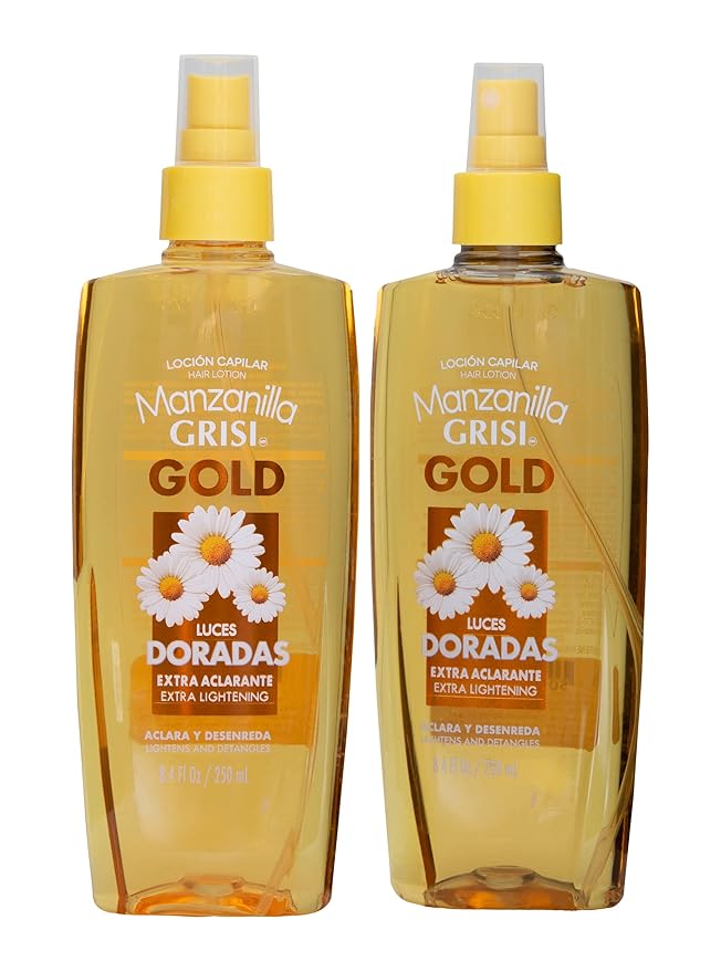 Manzanilla Grisi Hair Lotion Gold, Hair Lotion with Chamomile Extract, 2-Pack of 8.4 FL Oz, 2 Spray Bottles