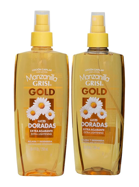 Manzanilla Grisi Hair Lotion Gold, Hair Lotion with Chamomile Extract, 2-Pack of 8.4 FL Oz, 2 Spray Bottles