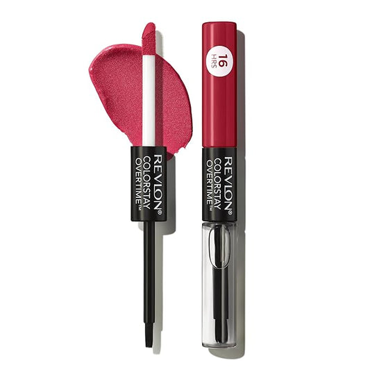 Revlon Liquid Lipstick with Clear Lip Gloss, ColorStay Overtime Lipcolor, Dual Ended with Vitamin E, 140 Ultimate Wine, 0.07 Fl Oz