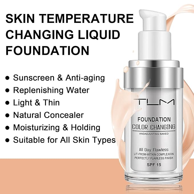 2 PACK TLM Color Changing Foundation Liquid Base,TLM