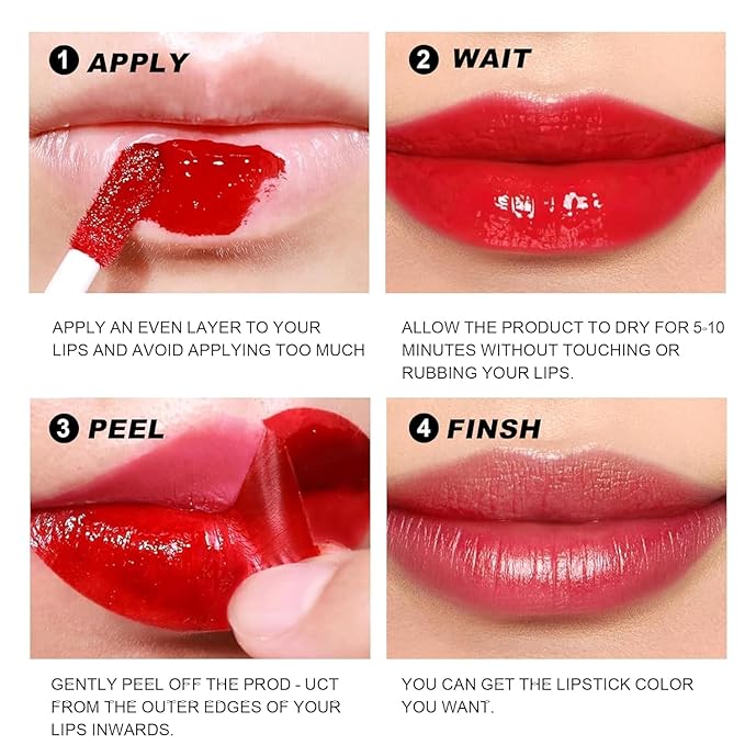 Peel Off Lip Tint, Wipe-On Colour Liquid Lipsticks, Tattoo Glaze, Matte High Pigment Long Wear Waterproof Contour Stain, Non Smudge Transfer Proof Tear-off Gross (#05, 0.12 floz)