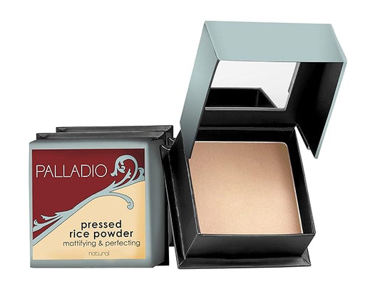 Palladio, Pressed Rice Powder with Mirror Mattifying Makeup