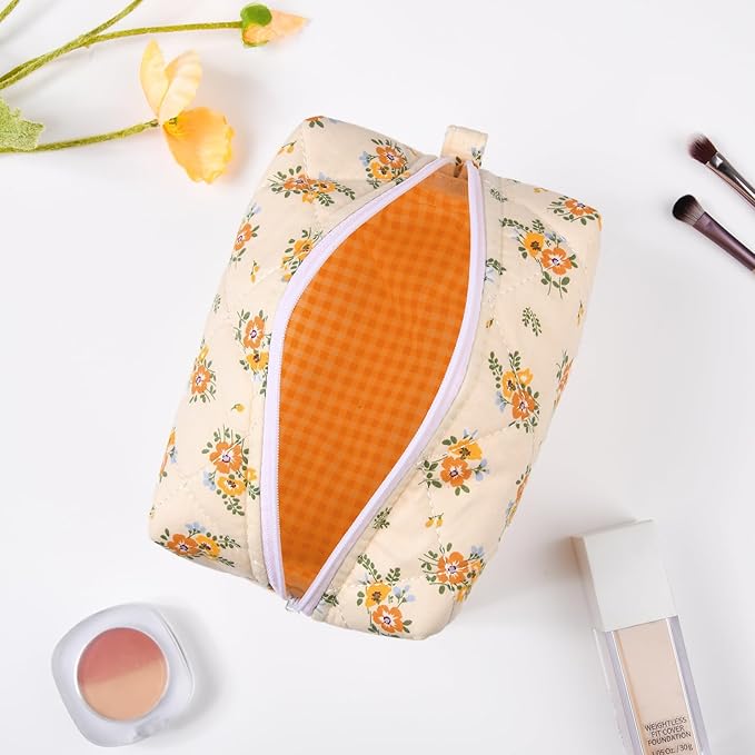 Soidram floral makeup bag quilted