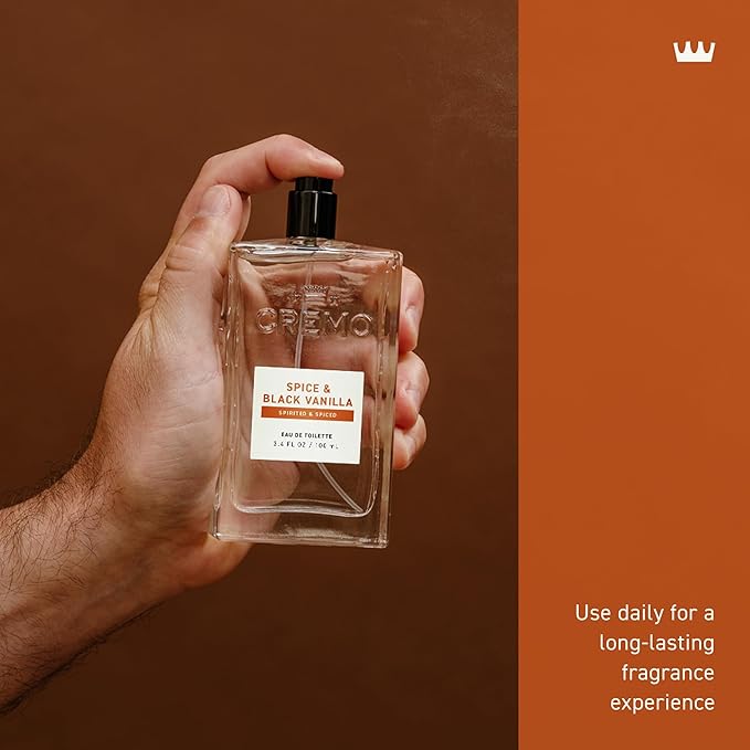 Cremo Cologne for Men - Spice & Black Vanilla Mens Cologne Spray - An Explosion of Vibrant Spices, Dark Woods and Black Vanilla, Fragrances For Men, 3.4 Fl Oz