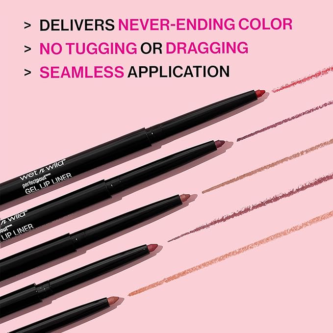 wet n wild Perfect Pout Matte Retractable Gel Lip Liner Pencil, Rich Creamy Long Lasting Color, Well-Defined and Flawless Application, Vegan & Cruelty-Free - Purple Lay Down the Mauves