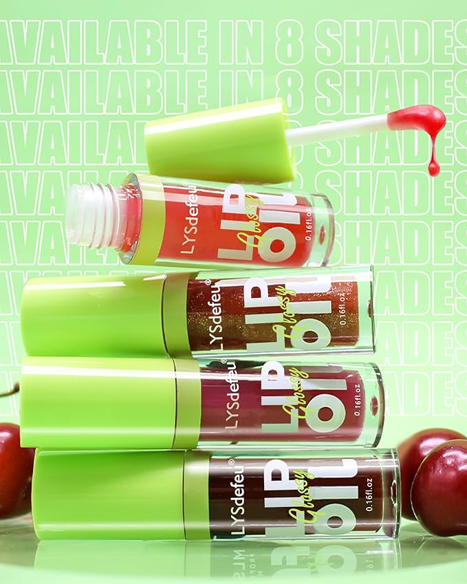 Hydrating Lip Glow Oil Kit-4 Colors Lip Oil Lip Glaze,Tinted Lipgloss Clear Pink Red Glow Reviver Tint Lip Oil Lip Stain, Non-sticky Lipstain Lip Gloss,Mother's Day Makeup Gift Kit for Women-Set C