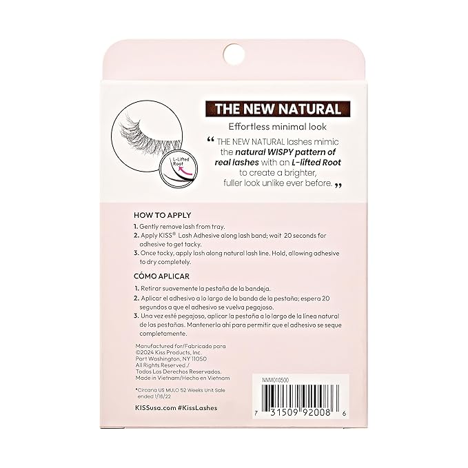 KISS The New Natural, False Eyelashes, 'Freckles', 12 mm, Includes 1 pair of lash, Contact Lens Friendly, Easy to Apply, Reusable Strip Lashes