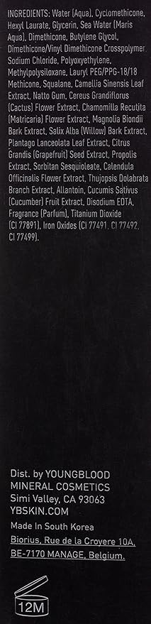 Youngblood Liquid Mineral Foundation, Shell, Dewy, Lightweight, Full Free, Gluten-Free