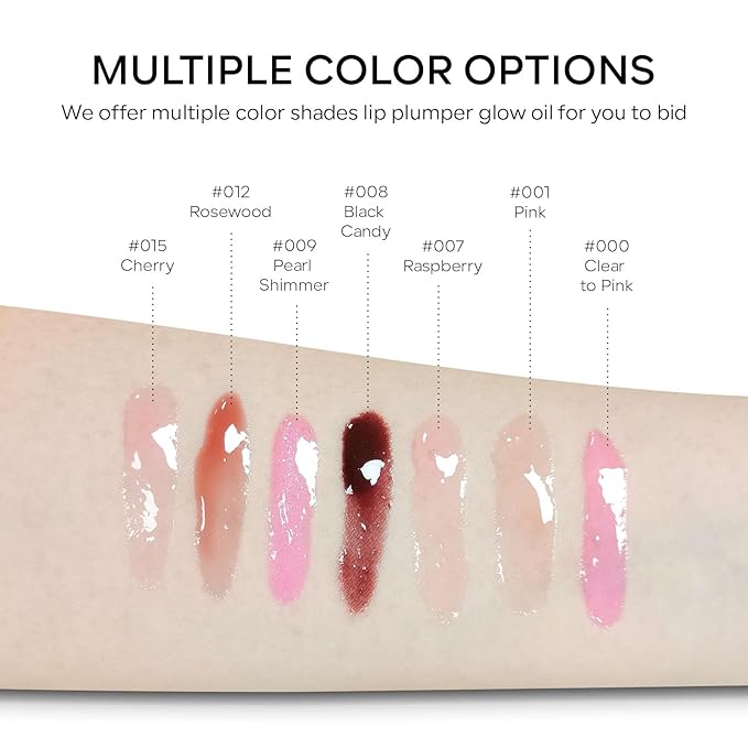 Hydrating Lip Glow Oil, Plumping Moisturizing Lip Oil Gloss, Smooth Lip Lines Plump Lip,Transparent Plumping Clear Glossy Tinted Balm Care 0.2Fl oz #Cherry