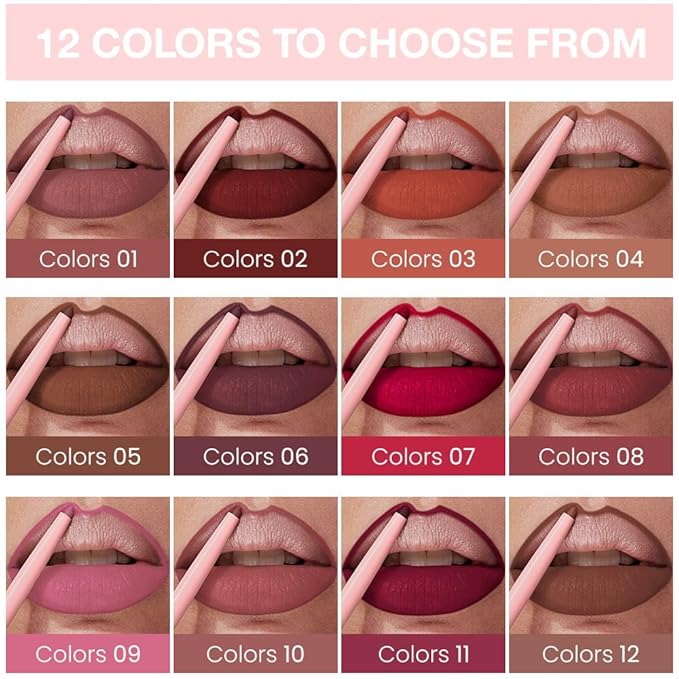 Silky Smooth Retractable Matte Lip Liner Pencil, Orange Lip Liner Long-Lasting Creamy Formula for Shaping & Sculpting Lips, Matte Velvet Pigmented Lip Liner Crayon Lipstick 03#