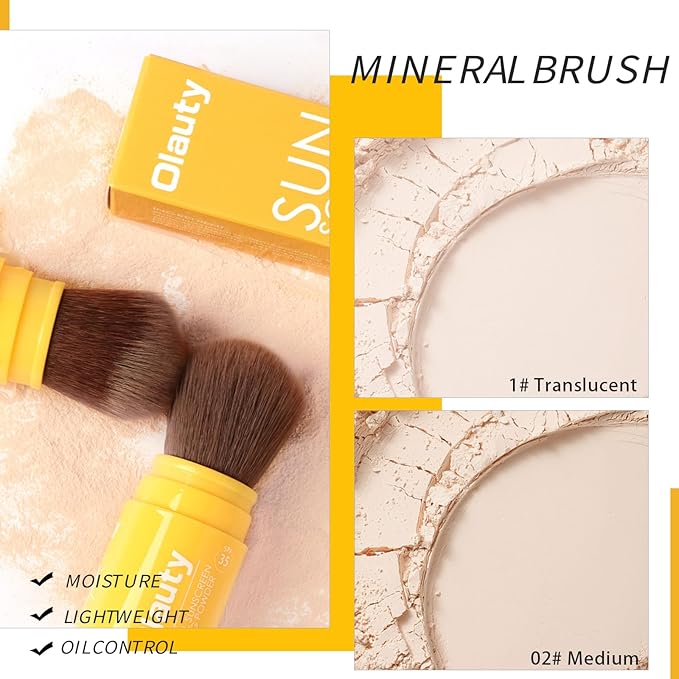 Mineral Sunscreen Setting Powder, SPF 35, Translucent Brush
