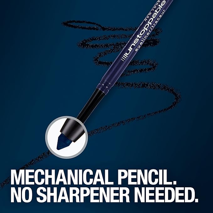 Maybelline Unstoppable Waterproof Mechanical Grey Eyeliner Pencil, Easy to Apply, Smooth Glide, Up to 24 Hour Wear, Pewter