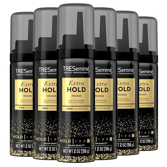 TRESemmé Extra Hold Mousse for Curls, Volume & Frizz Control - Hair Care Product for Women & Men, Travel Size, 2 Oz (Pack of 6)
