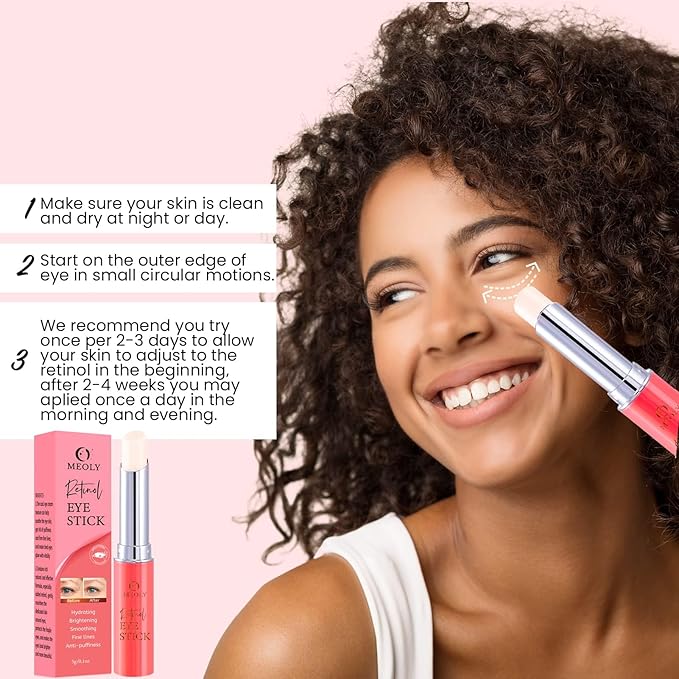 Retinol Under Eye Stick Balm: Cooling Eye Cream for Dark Circles Fine Lines Puffiness, Anti Wrinkle Hydrating Face Skincare in 3-4 Weeks