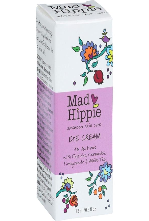 Mad Hippie Eye Cream - Anti-Aging Under Eye Cream for Dark Circles and Puffiness with Niacinamide, with Skin-Brightening Vitamin C, 0.5 Oz