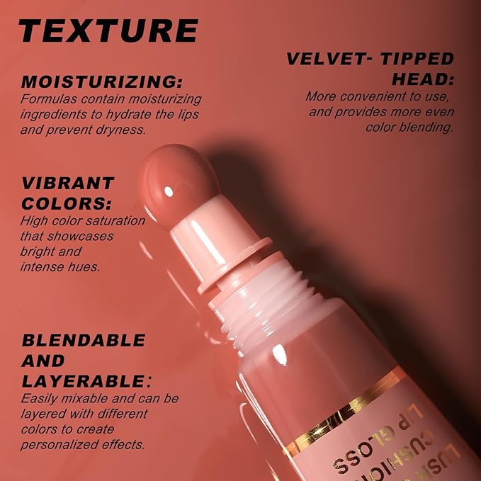 YOUNG VISION Hydrating Liquid Lipstick & Gloss Tint, Oil Infused, Cushion & Puff Applicators, Versatile Nude to Red Shades,Labial Liquido & Brillo Labial
