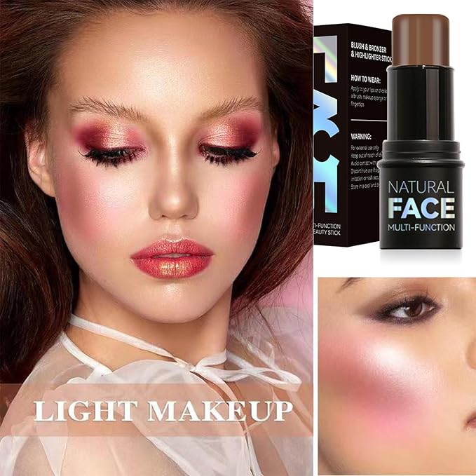 Cream Blush Stick with Brush,Waterproof Multi Cream Blush Skin F6