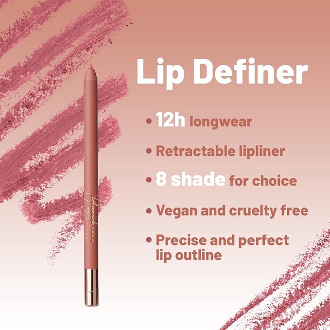 Waterproof Lip Liner Pencil, Mechanical Red Lip Liner Pen with Sharpener, Highly Pigmented Creamy Matte Lip Filler Pencil for Plumping Lip, Longwear, Long Lasting, Damn Hot
