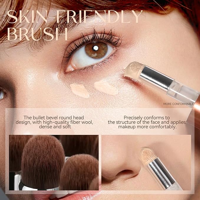 Foundation Makeup,Soft Beige Full Coverage Foundation Makeup(Built-in brush)Vegan Face Makeup(05#)