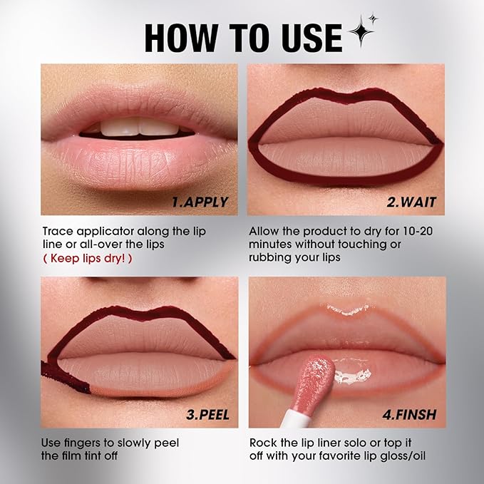 LANGMANNI Long-Lasting Peel Off Lip Liner Set, Waterproof & Smudge-Proof Matte Lip Liners Gift Makeup For Girls(#3)