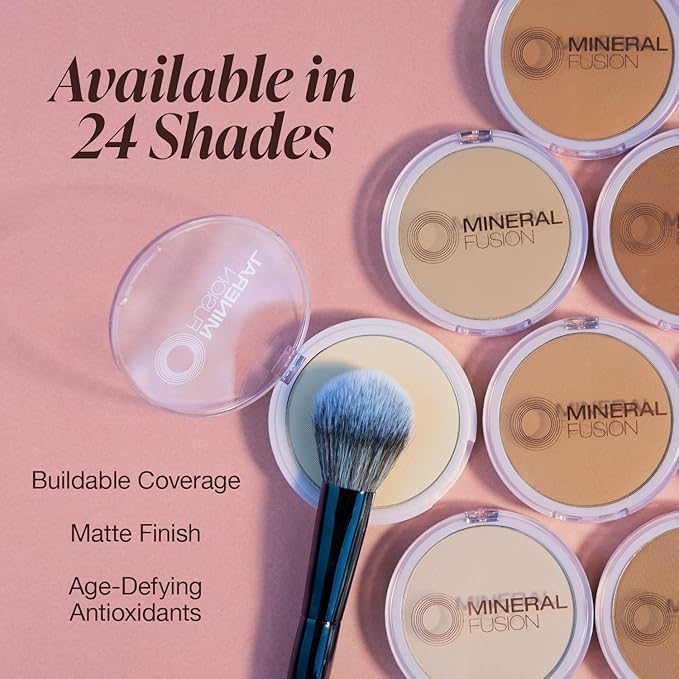 Mineral Fusion Pressed Powder Foundation, Warm 6 - Hypoallergenic, Cruelty-Free, 0.32 Oz