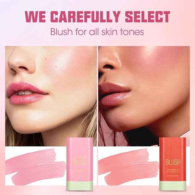 Buqikma Blush Stick Hydrated Solid 2PCS Blush Stick
