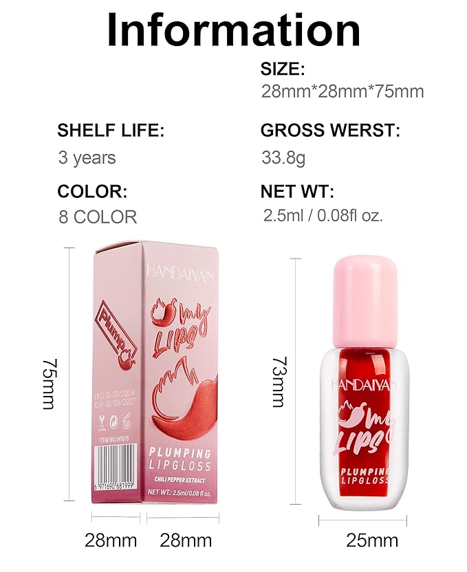 Mirror Lip Plumping, Spicy Lip Glaze Lip Tint, Plumping,