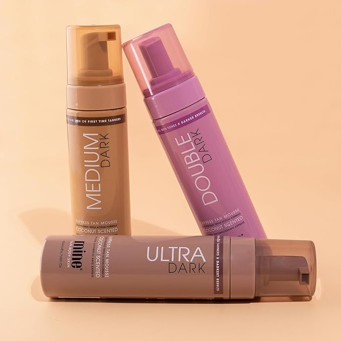 MineTan Double Dark Self Tanner Mousse - Clean Sunless Tanner For An Iconic Beach Bronze & Glowing Skin Finish, Body and Face Tanner, No Fake Tan Smell, Coconut Scented Self Tan, 200ml