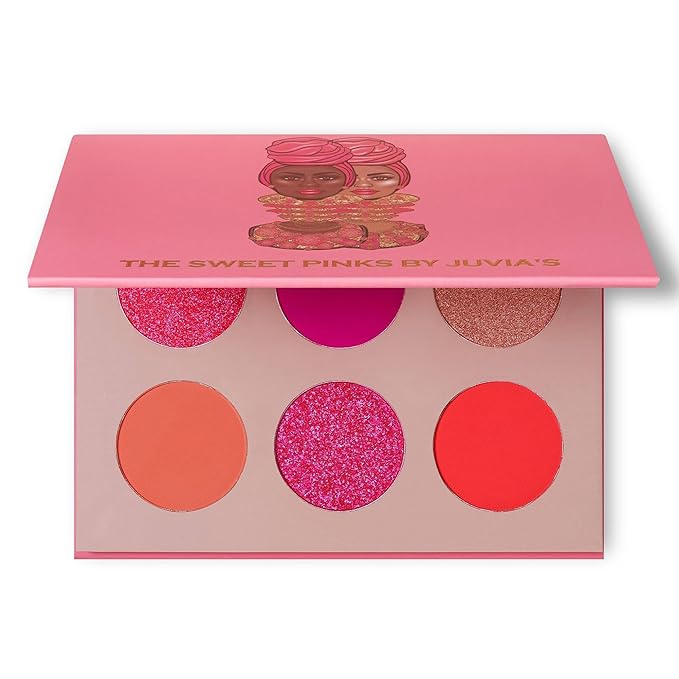 Juvia's Place Palette The Sweet Pinks - Deep Fuchsia, Soft & Sweet Pink, Shades of 6, Pressed Pigments Palette, Professional Makeup, Pigmented Pan Palette, Makeup Palette for Color & Shine