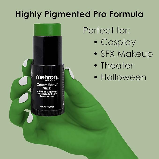 Mehron Makeup CreamBlend Stick | Face Paint, Body g) (Green) 75 oz