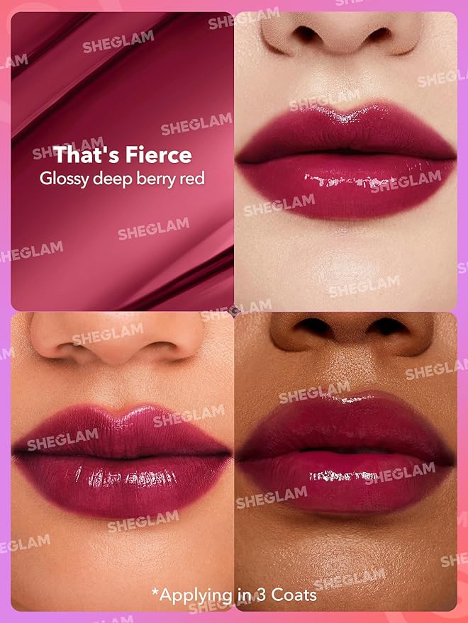 SHEGLAM Mirror Kiss High-Shine Lipstick Silky Jelly Texture Hydrated&Smooth Lip Gloss-That's Fierce